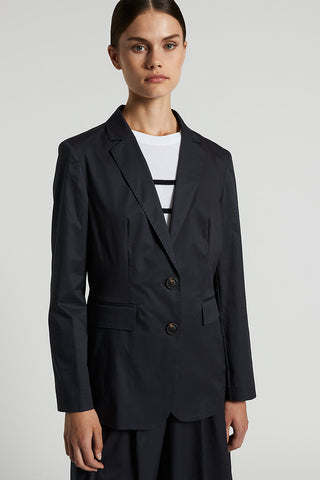 Single-breasted blazer in stretch cotton satin