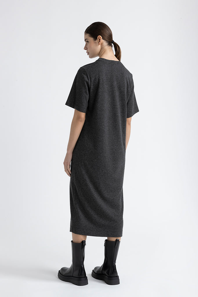 Viscose and wool jersey long dress  