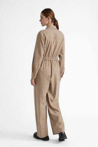 Wool-viscose blend belted jumpsuit  