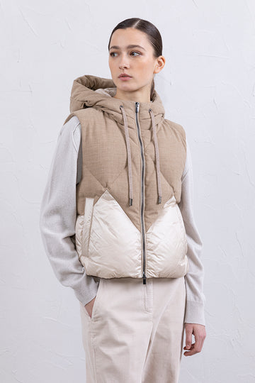 Dual fabric down-filled gilet  