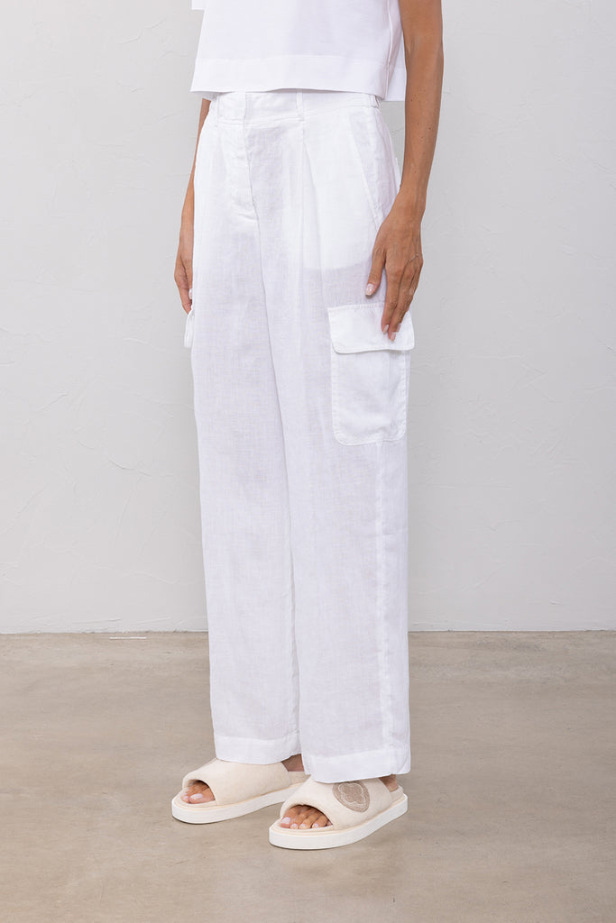 Pleated trousers in pure linen  
