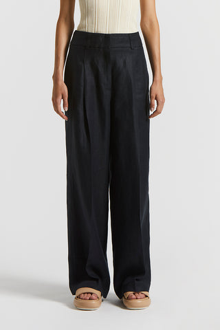 Pure linen gabardine trousers