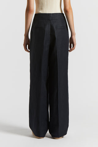 Pure linen gabardine trousers