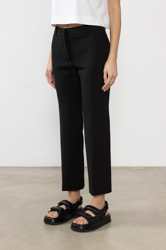 Trousers in double stretch cotton and viscose fabric  