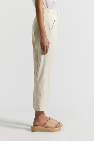 Stretch cotton satin trousers