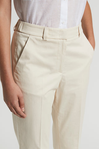 Stretch cotton satin trousers