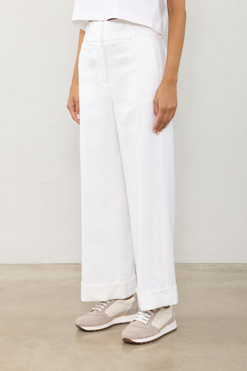 Fluid diagonal weave trousers in linen and viscose  