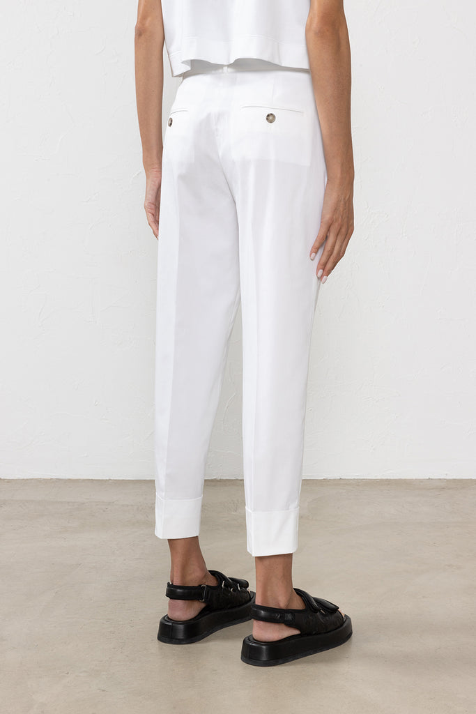 Trousers in light brushed cotton gabardine  