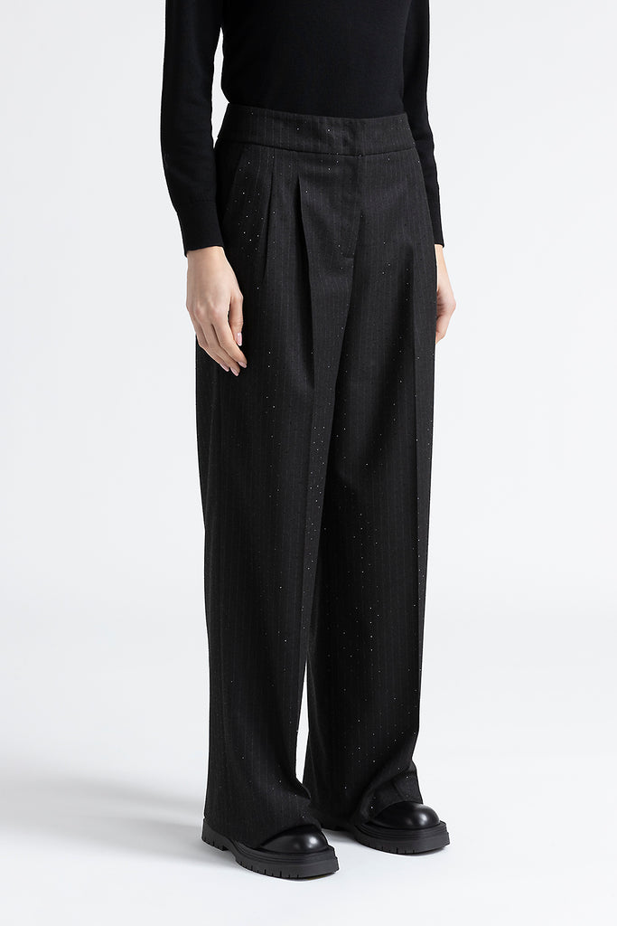 Pinstripe flannel palazzo trousers  