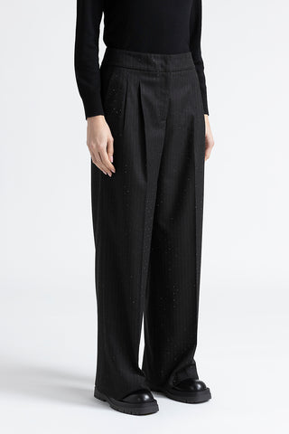 Pinstripe flannel palazzo trousers  