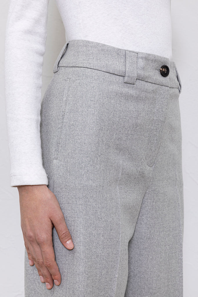 Wool and lurex flannel trousers  