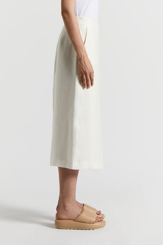 Plain pure linen gabardine wrap skirt