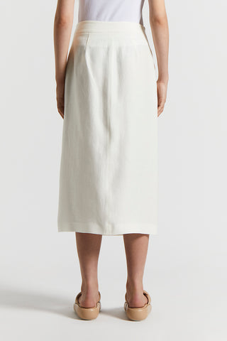 Plain pure linen gabardine wrap skirt