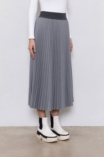 Flannel sunray pleated midi skirt  