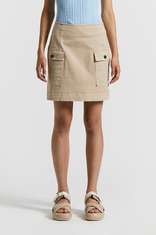 Lightweight cotton gabardine flared miniskirt