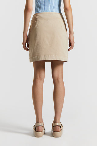 Lightweight cotton gabardine flared miniskirt