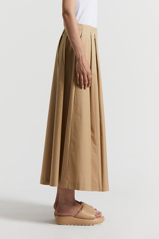 Lightweight stretch cotton satin long skirt