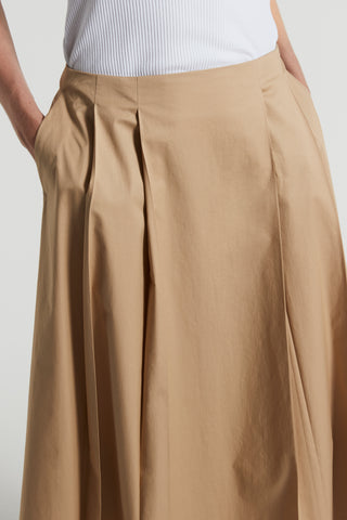 Lightweight stretch cotton satin long skirt