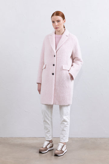 Brushed alpaca wool and mohair coat  
