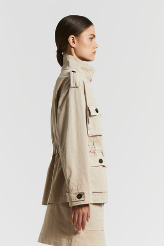 Stretch cotton gabardine Saharian jacket