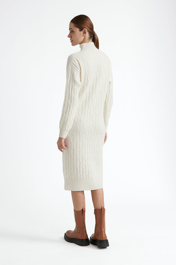 Wool and cashmere ribbed midi dress  