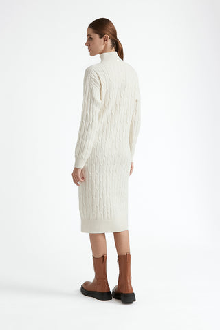 Wool and cashmere ribbed midi dress  