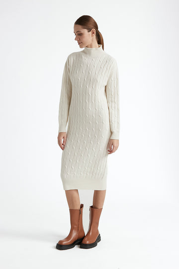 Wool and cashmere ribbed midi dress  