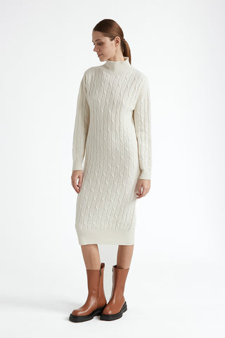 Wool and cashmere ribbed midi dress  