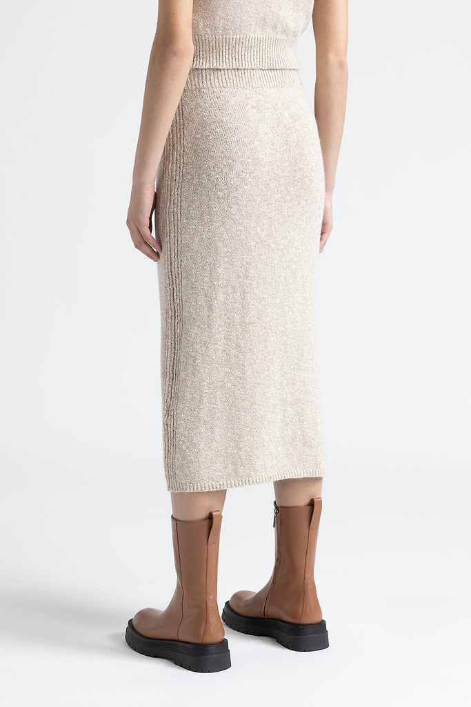 Cotton, alpaca, viscose long knit skirt  