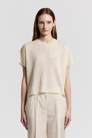 Wide-rib linen-blend sweater