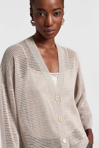Cotton/lurex-yarn cardigan