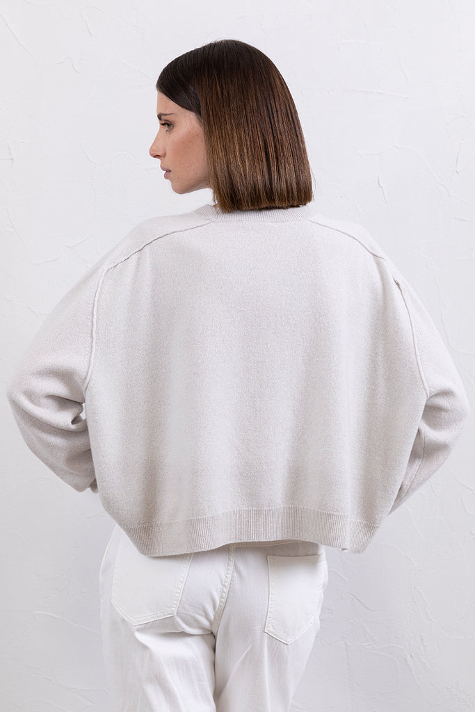 Merino wool, cashmere and lurex cropped sweater  