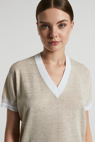 Linen cotton Lurex jersey