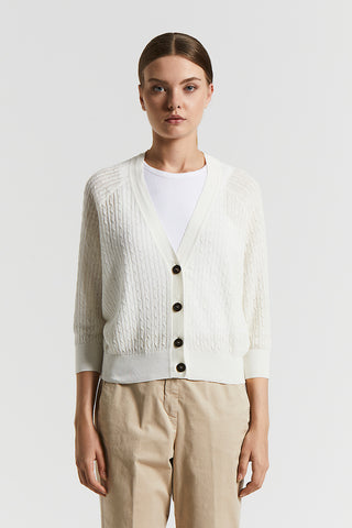 Linen cotton crepe melange cardigan