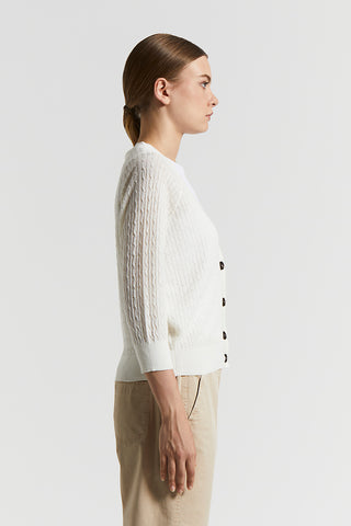 Linen cotton crepe melange cardigan