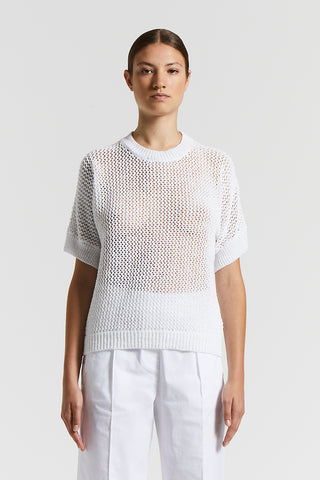 Cotton blend mouliné sweater with sequins