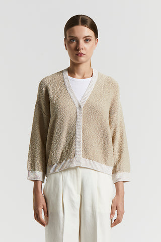 Pure cotton webbing tricot cardigan