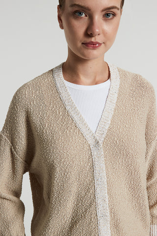 Pure cotton webbing tricot cardigan