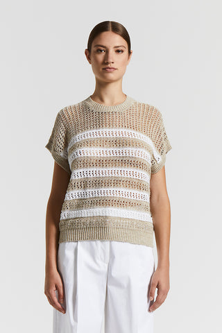 Cotton blend mouliné sweater with sequins