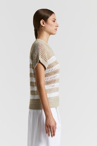 Cotton blend mouliné sweater with sequins