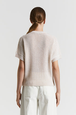 Tricot sweater in wet-effect viscose webbing