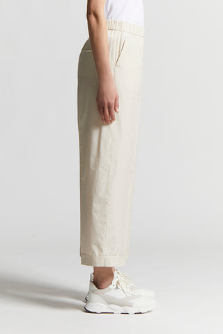 Cotton-blend poplin trousers with elastic band