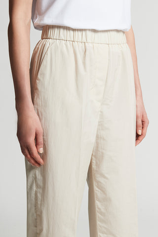 Cotton-blend poplin trousers with elastic band