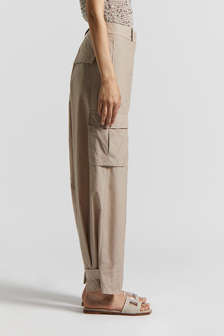 Cotton poplin blend cargo trousers