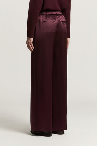 Pantalone a palazzo in raso di viscosa