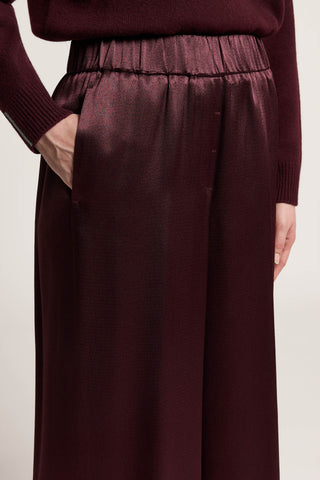Pantalone a palazzo in raso di viscosa