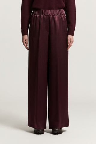 Pantalone a palazzo in raso di viscosa