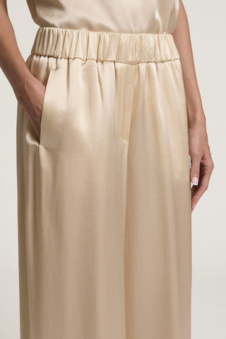 Pantalone a palazzo in raso di viscosa 3 / 4