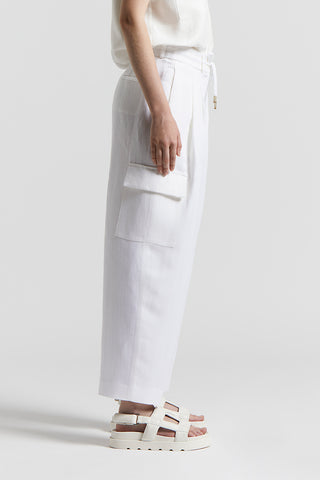 Herringbone viscose and linen trousers