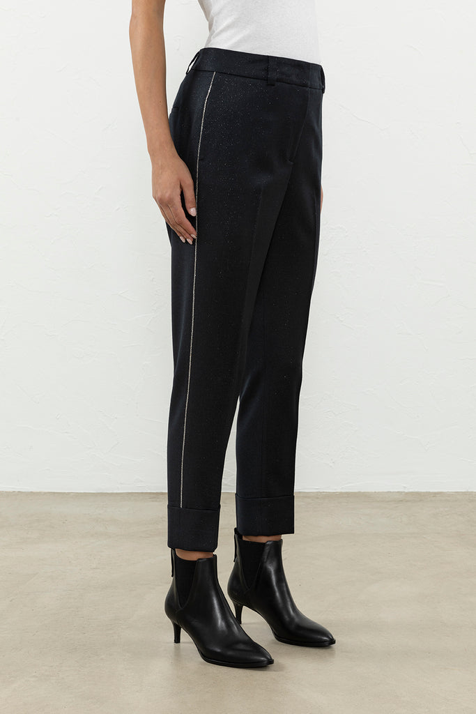 Wool and lurex flannel trousers  
